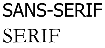 Serif and sans-serif typefaces